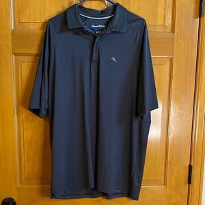 Tommy Bahama Men’s Black Polo with Subtle Dot Texture